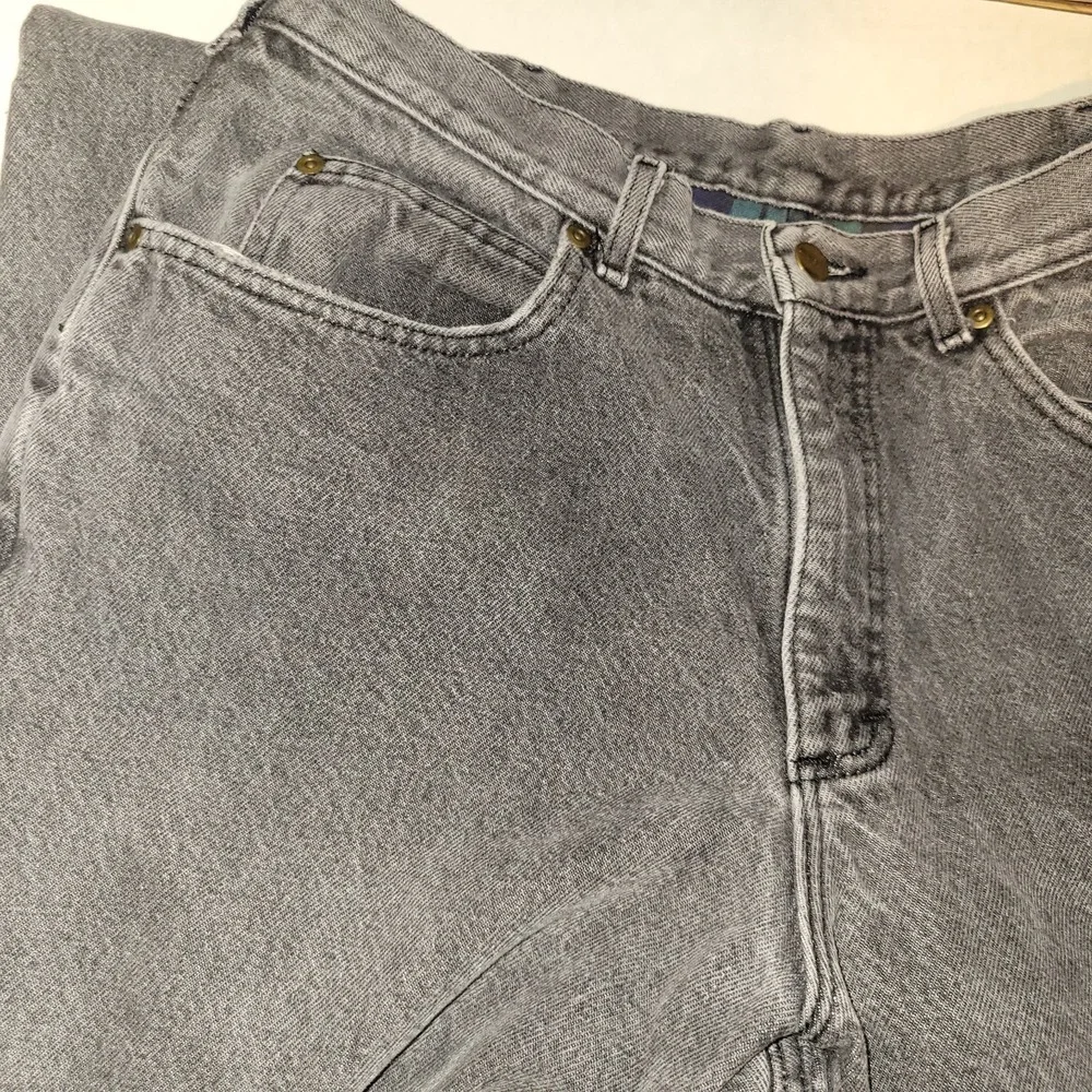 VTG LL Bean Flannel Lined Jeans Men's Size 34x31 Distressed Black Made In USA